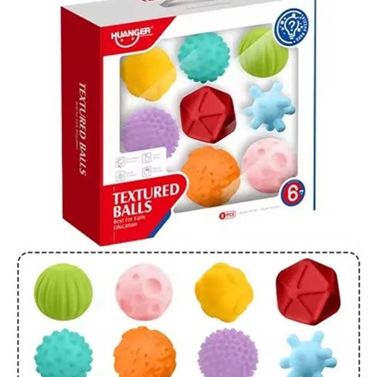GENERICO - Juego de pelotas sensoriales texturizadas para bebés x 8 Huanger