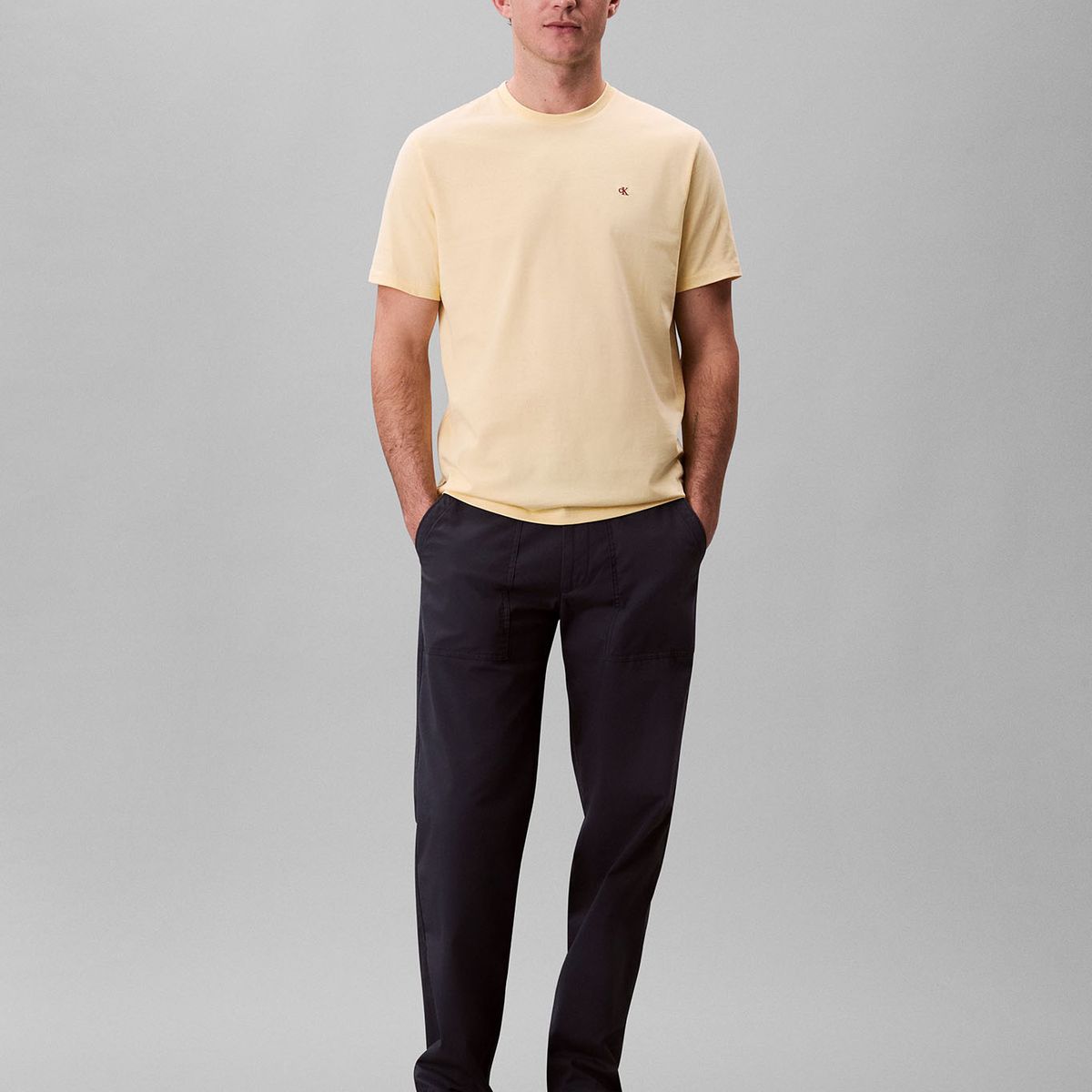 CALVIN KLEIN - Camiseta amarilla de algodón con monograma bordado Calvin Klein