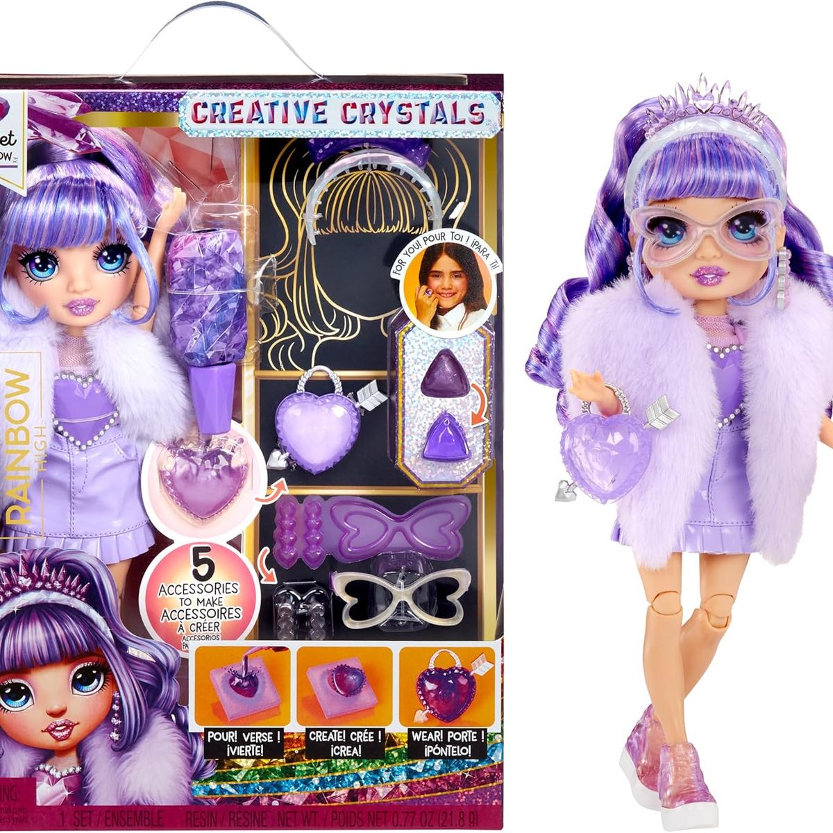 RAINBOW HIGH - Muñeca Creative Crystals Violet  - Rainbow High