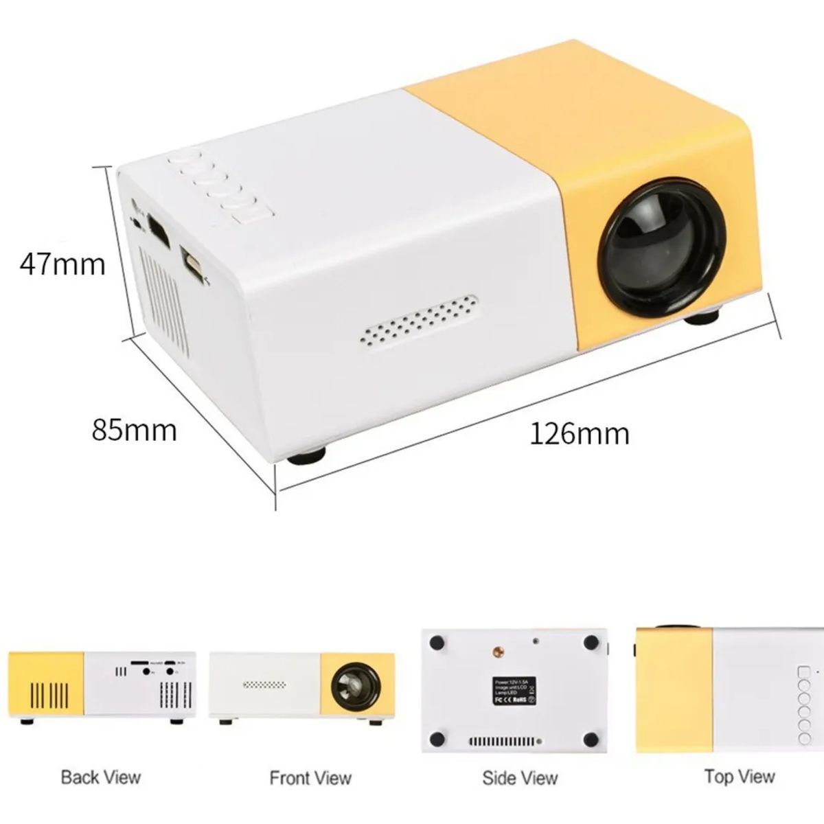 OEM - Mini proyector LED portátil Bluemos 1080p Yg300 Hdmi color amarillo