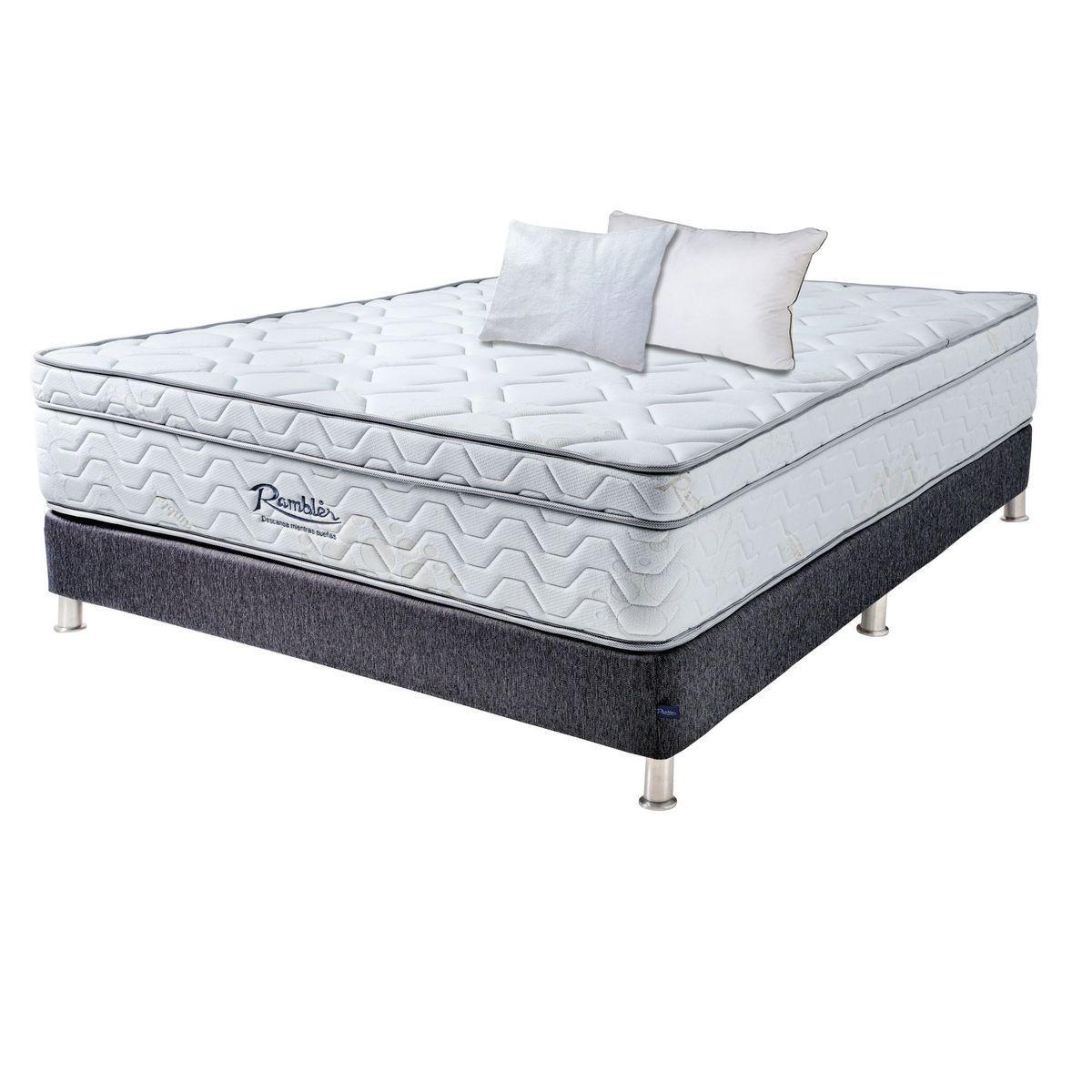 RAMBLER - Combo R100 Eurotop 160x190 + Base Light + 2 Almohadas + Protectores