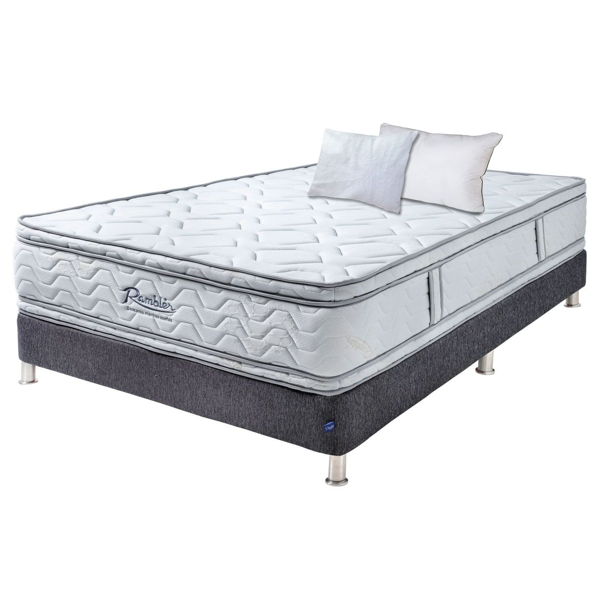 RAMBLER - Combo R100 D Pillow 180x190 + Base Light + 2 Almohadas + Protectores