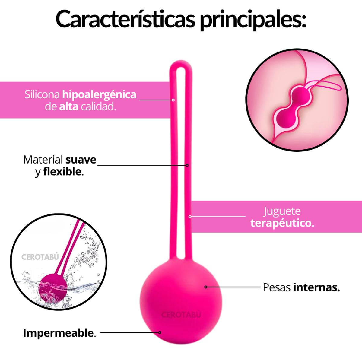 GENERICO - Bolas Chinas Vaginales Kegel Con Peso Talla S Vibrador