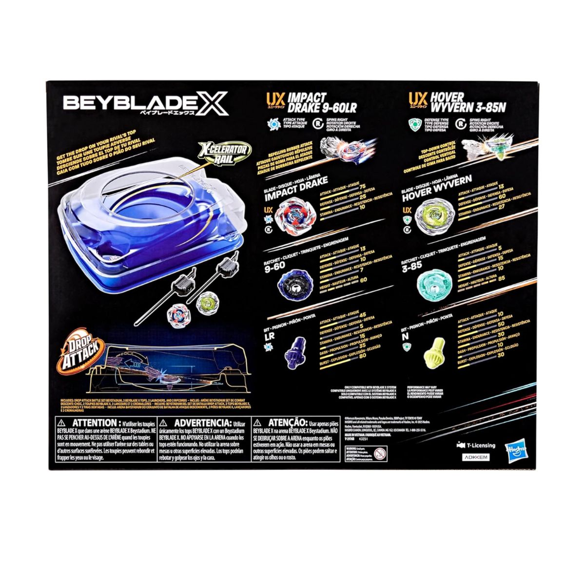 BEYBLADE - Beyblade X Drop Attack Battle Set con Beystadium Arena Con 2 Lanzadores