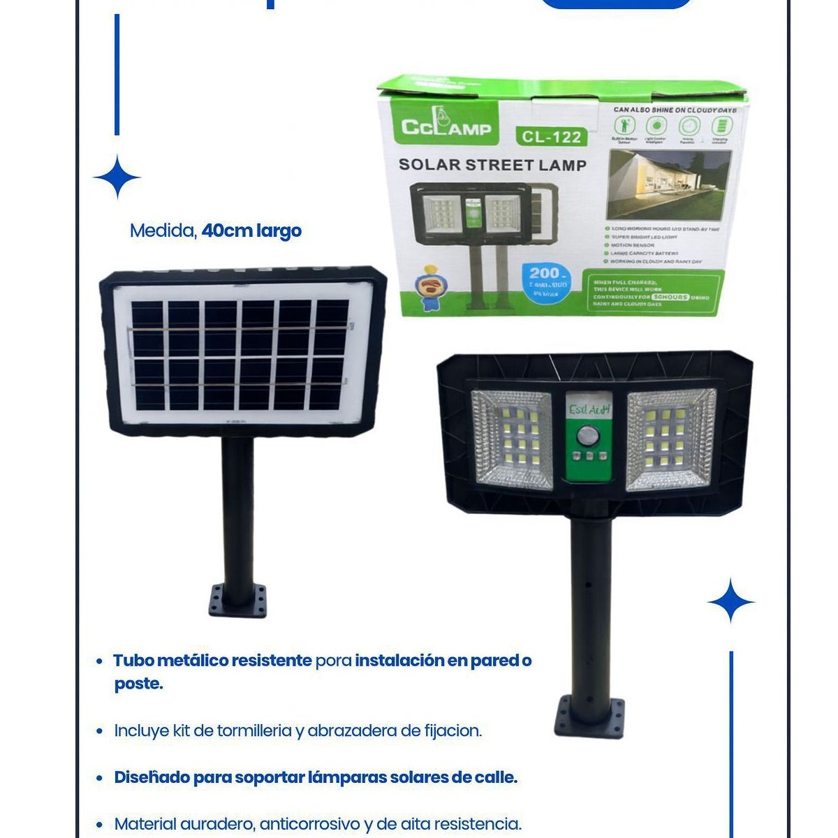 GENERICO - Lámpara Solar con  panel Soporte 200W – CL-122
