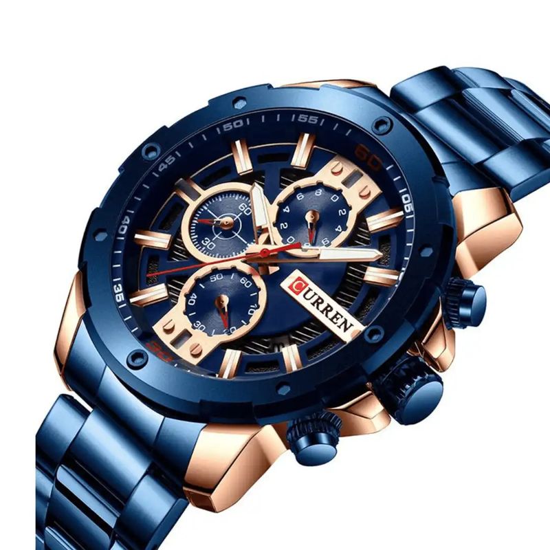CURREN - Reloj Curren 8336 Cronógrafo En Acero Para Hombre Azul - Dorado