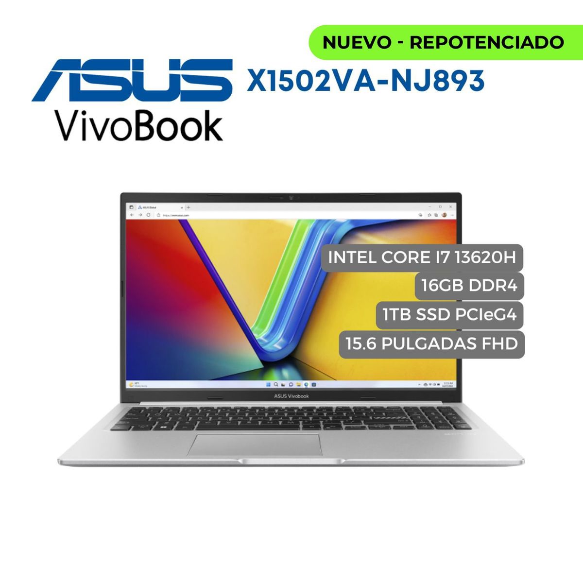 ASUS - Portatil Asus X1502VA Intel Core I7 13620H 16GB DDR4 1TB PCIeG4 156 FHD