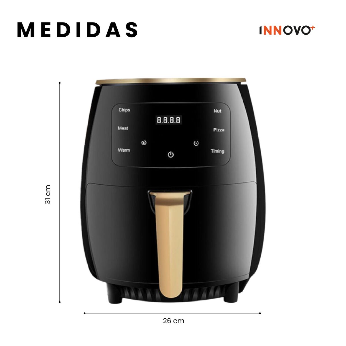 INNOVA - Freidora de Aire 6L Innovo+ Airfryer con Moldes y Set de Cuchillos
