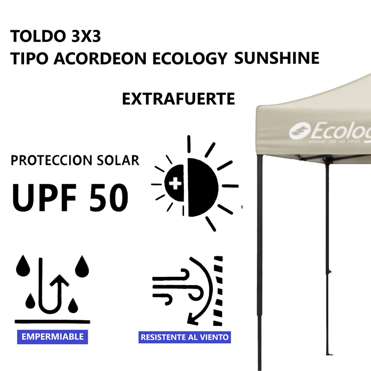 ECOLOGY - Toldo 3x3 Tipo Acordeon Ecology Sunshine Verde