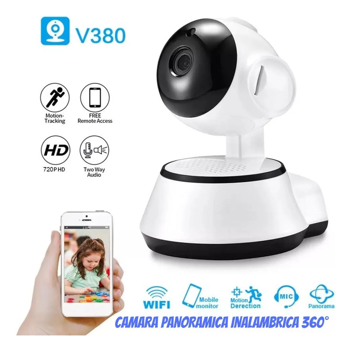 GENERICO - Camara Seguridad Wifi q6 360° App V380 Ip Con Parlante Y Micrófono