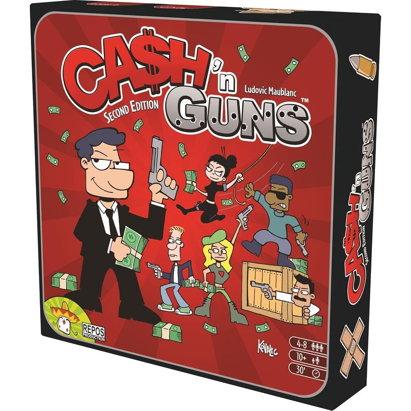 ASMODEE - Cash N Guns 2nd Ed Juego de Mesa Party de Estrategia y Bluff para 4-8 jugadores