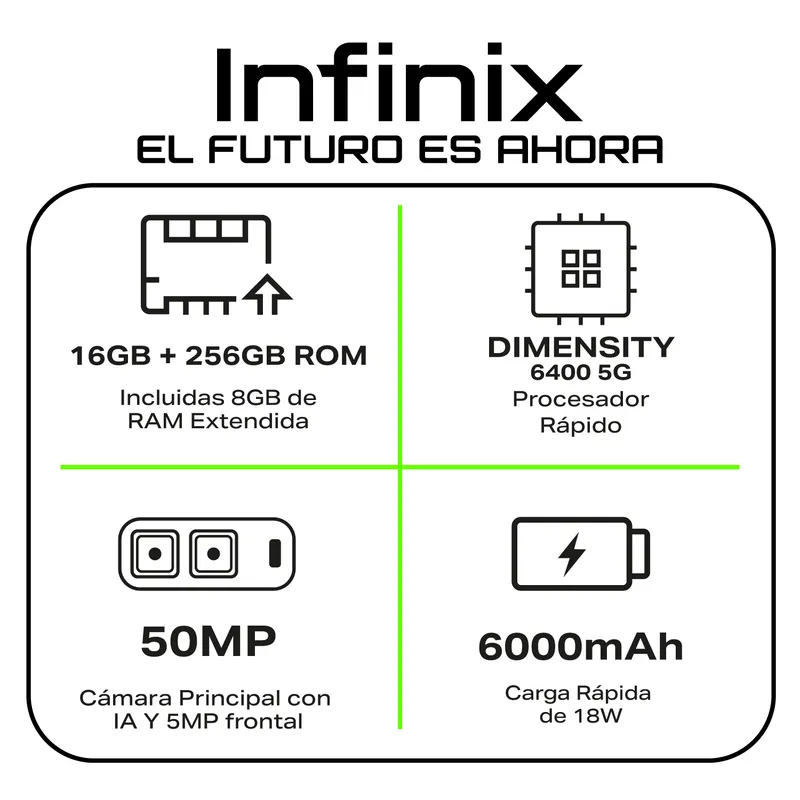 INFINIX - Celular Infinix Hot 60i 5g Nfc Dual Sim 256gb 8+8gb Ram Negro