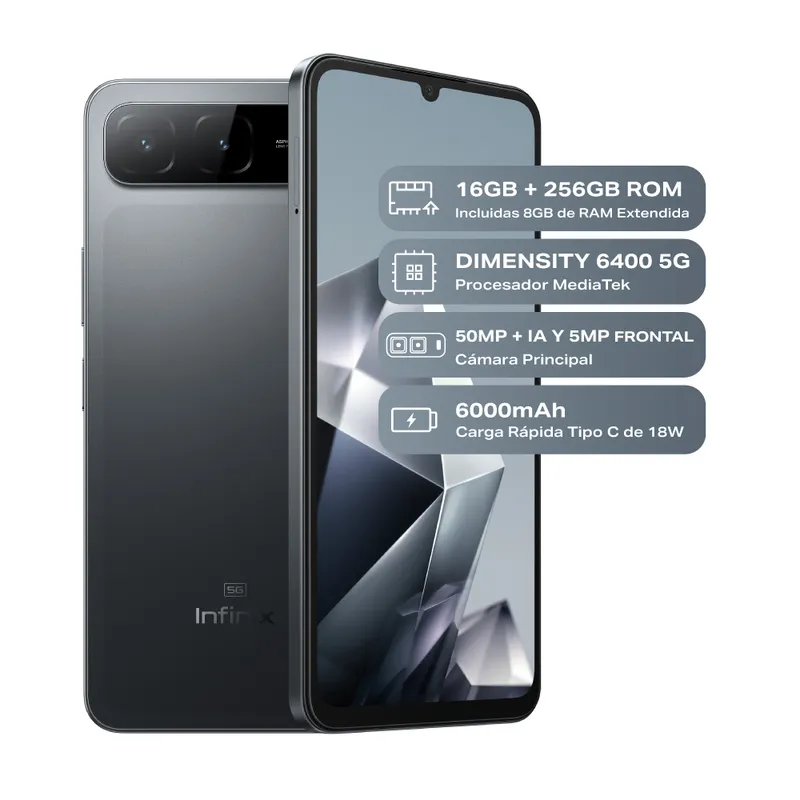 INFINIX - Celular Infinix Hot 60i 5g Nfc Dual Sim 256gb 8+8gb Ram Negro