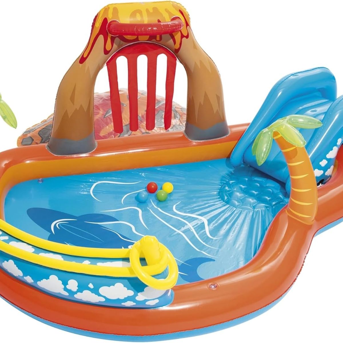 BESTWAY - Piscina con Tobogán, Juegos y Rociador de Agua  Lava Lagoon Bestway