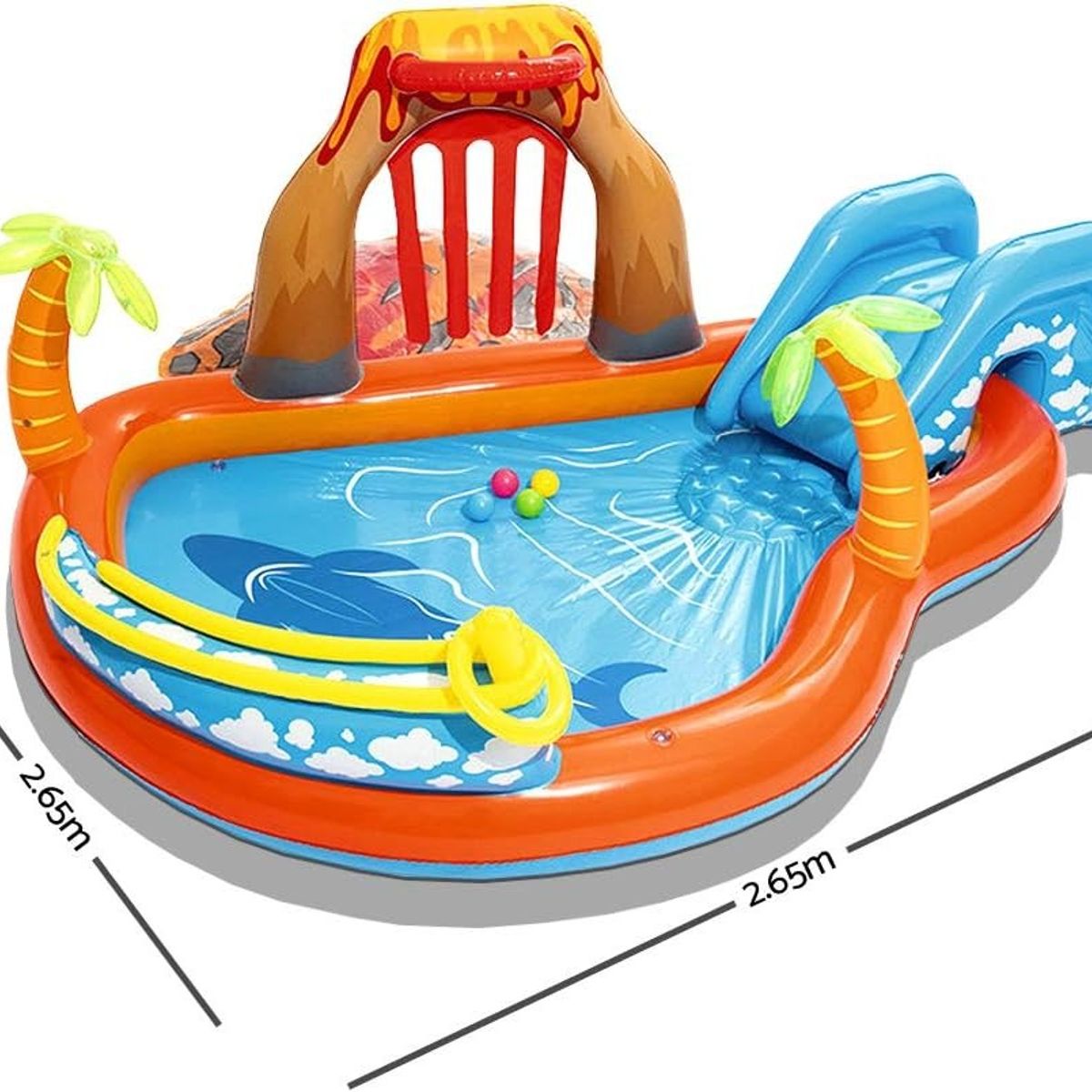 BESTWAY - Piscina con Tobogán, Juegos y Rociador de Agua  Lava Lagoon Bestway