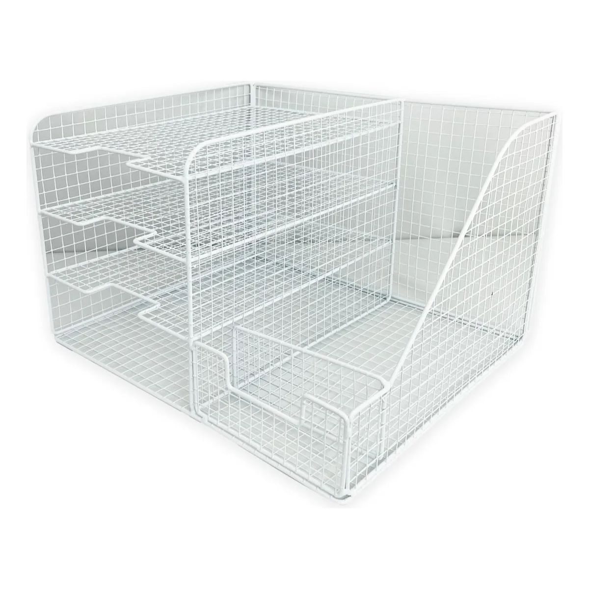GENERICO - Organizador Trebal Escritorio Archivador Malla Metal Blanco