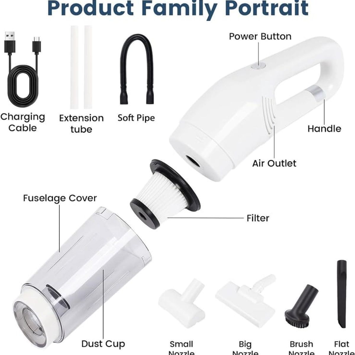 GENERICO - Aspiradora inalambrica Portatil Auto y hogar