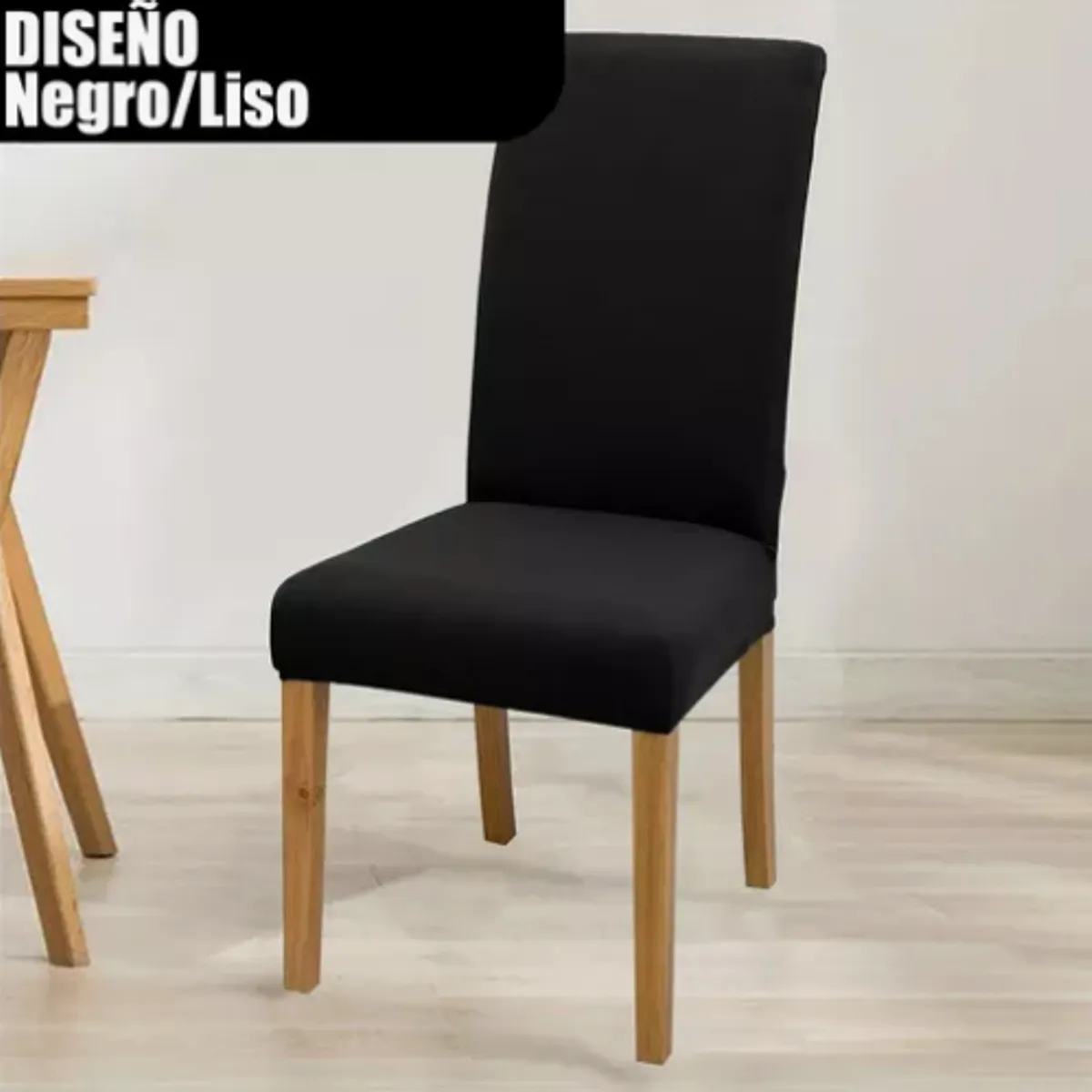 CHINA GLAZE - Set de 4 Fundas para Sillas, Diseño Negro Liso y Elegante