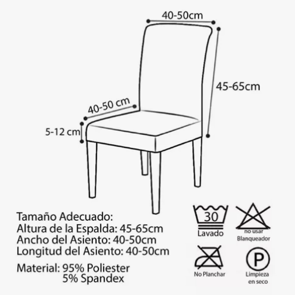 CHINA GLAZE - Set de 4 Fundas para Sillas, Diseño Negro Liso y Elegante