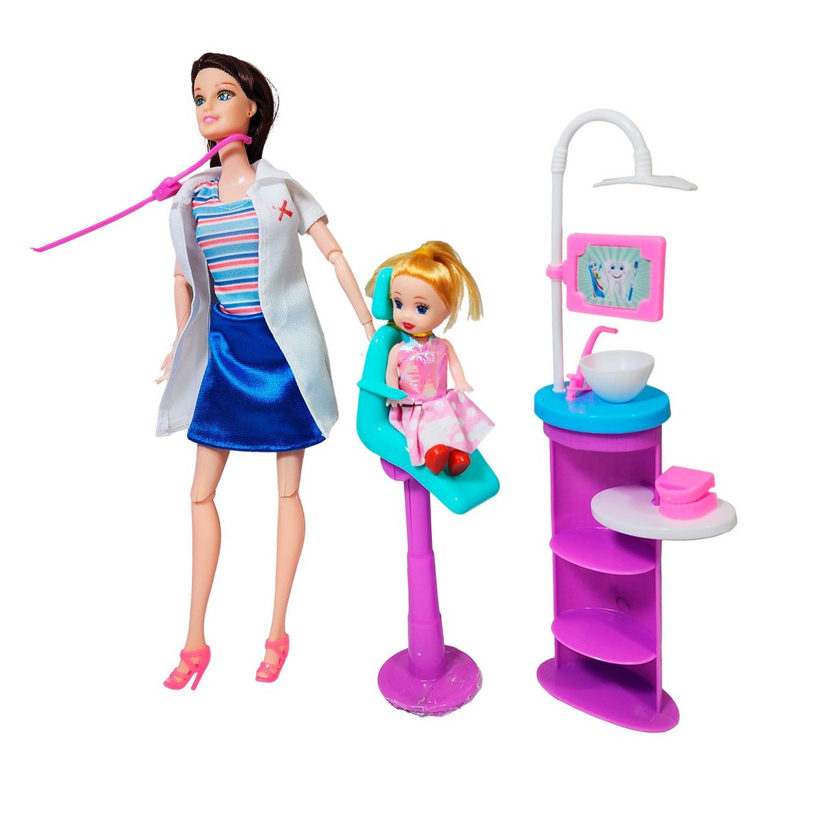 GENERICO - Muñeca Doctora Odontologa Juguete Didactico + Accesorios