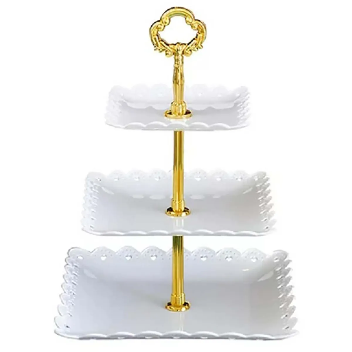 ALUMAR - BANDEJA CERAMICA BORDADA 3 PISOS CUADRADA