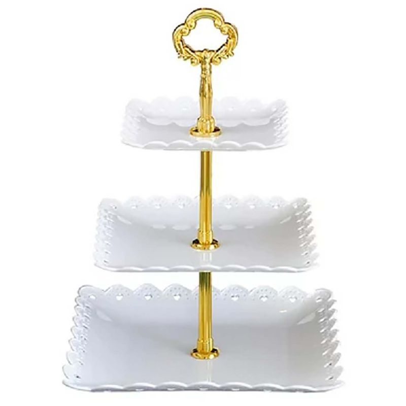 ALUMAR - BANDEJA CERAMICA BORDADA 3 PISOS CUADRADA