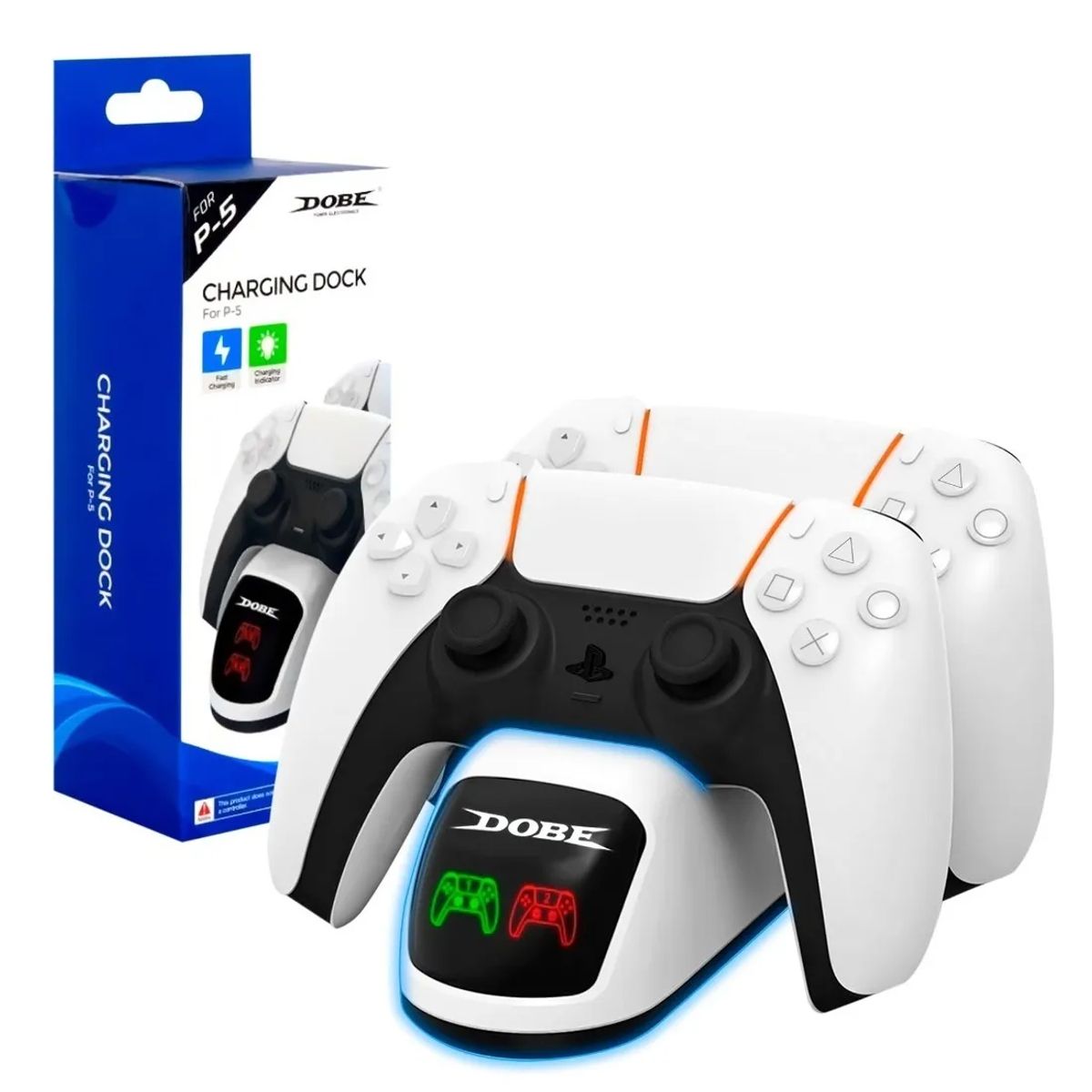 DOBE - Base Cargador dualsense controles PS5 indicador led - USB-C rápida