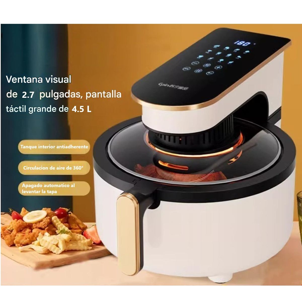 NOBELSOUND - Olla Electrica Freidora De Aire Tactil Inteligente 4.5 Litros