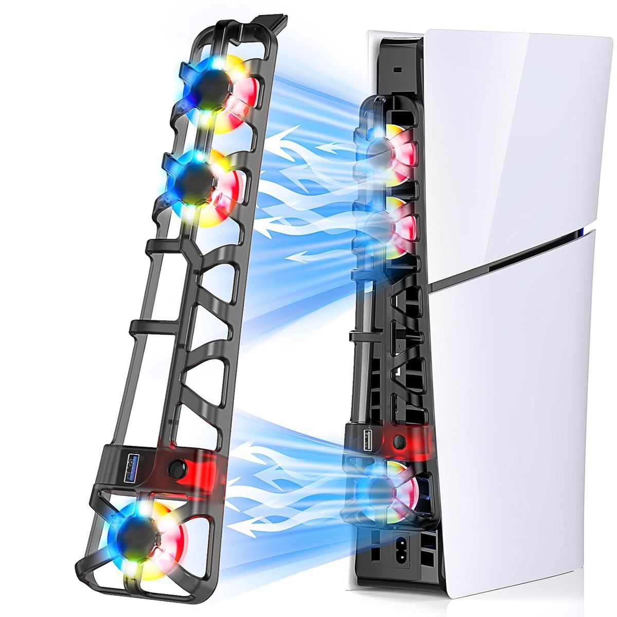 GAMER TECH - Base ventilador refrigerante Led RGB-USB Ps5 slim-disc-digital