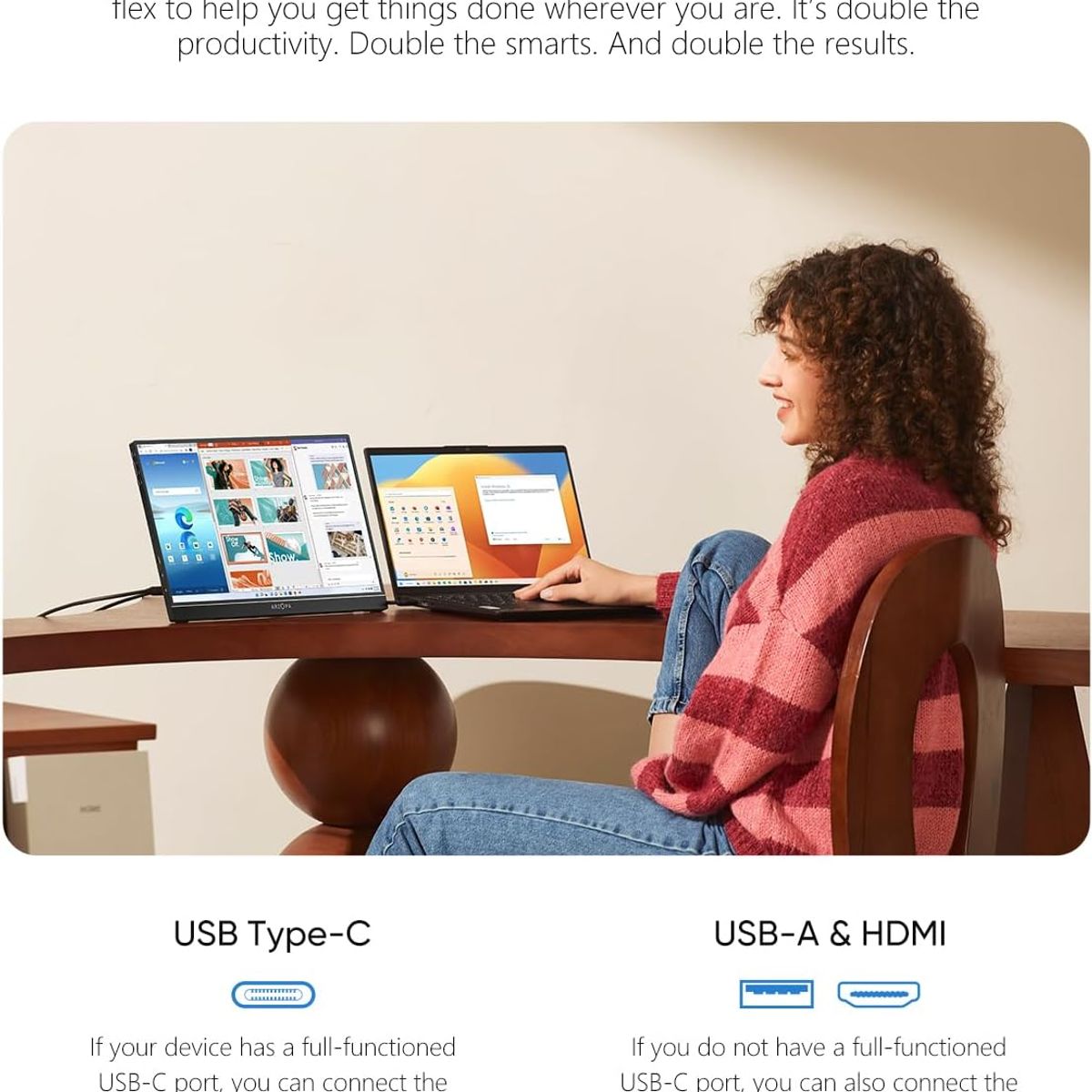 GEF - Monitor Portatil Usb C Hdmi Con Soporte Pantalla Slim Viajes