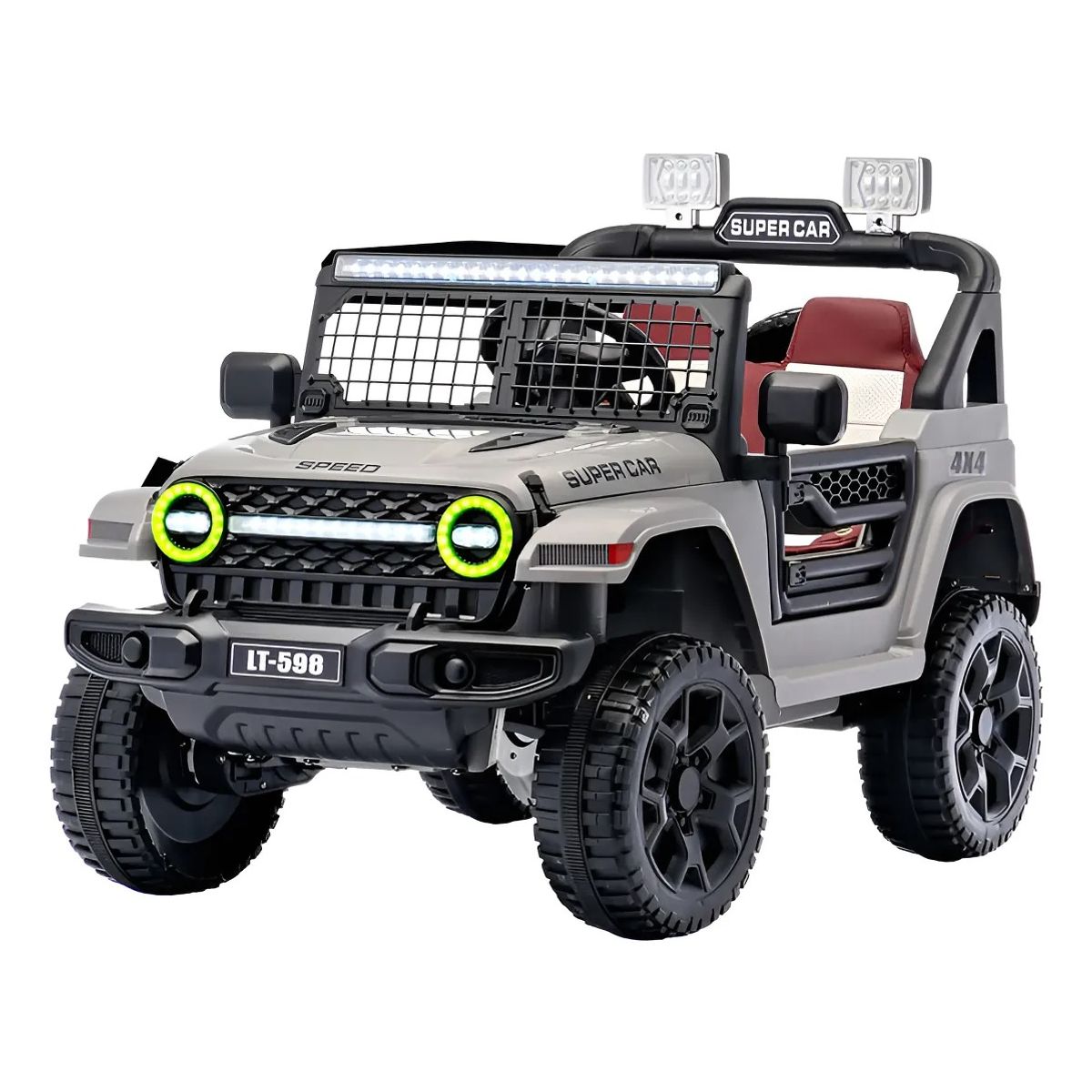 KIDSHOP - Carro Electrico Niños 4x4 Control Musica Luces KB004-GRC
