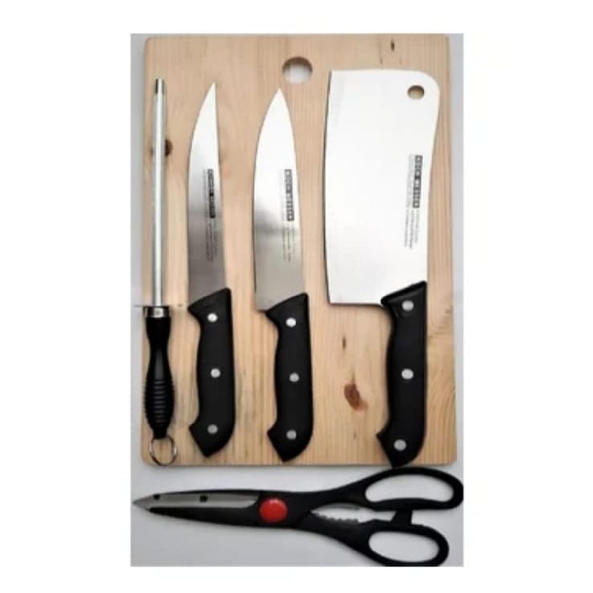 GENERICO - Set De Cuchillos + Tabla Tijera Y Afilador