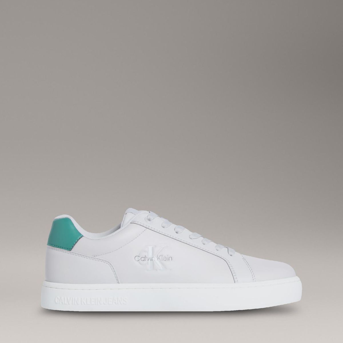 CALVIN KLEIN - Tenis gris classic cupsole con monograma Calvin Klein