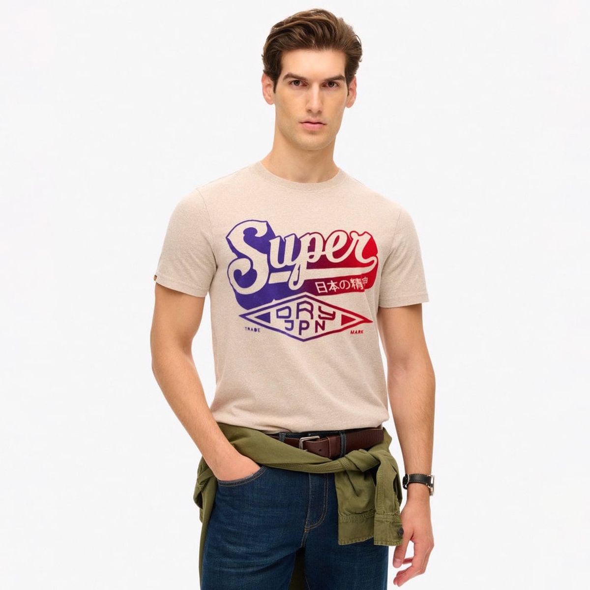 SUPERDRY - Camiseta Manga Corta Para Hombre Flocked Fade Graphic Superdry