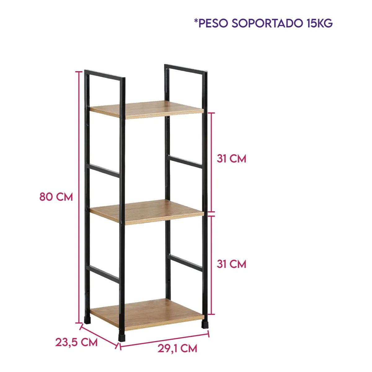 GENERICO - Estante Organizador De Piso 3 Niveles Industrial Refdorothys