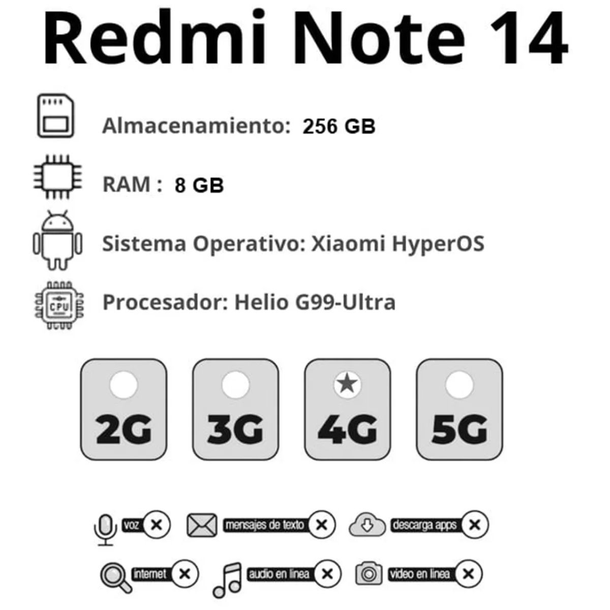 XIAOMI - Celular Xiaomi Redmi Note 14 256Gb 8Ram Verde