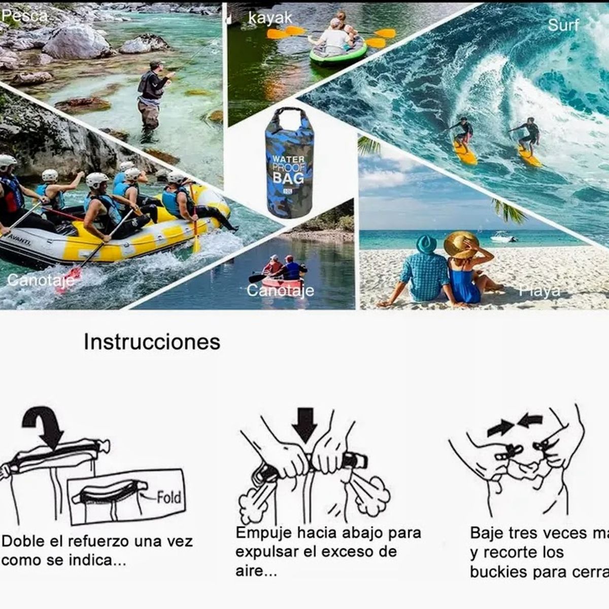 GENERICO - Bolsa Impermeable de 20Lits Bolsa de Almacenamiento Verde Camuflado