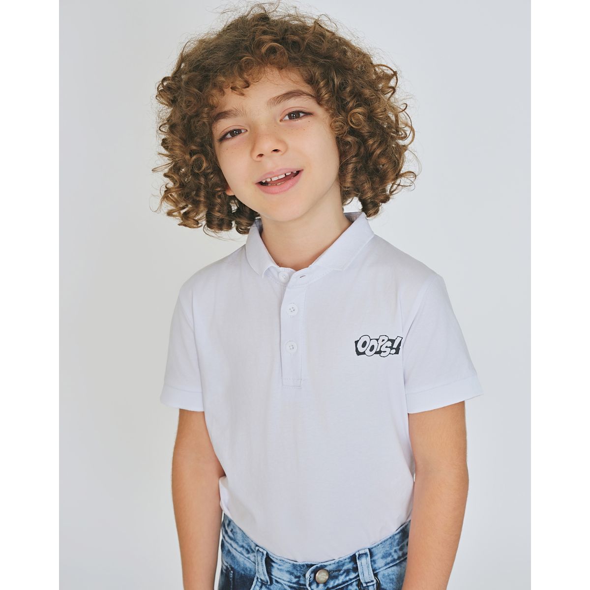 GENERICO - CAMISETA TIPO POLO NIÑO BLANCO