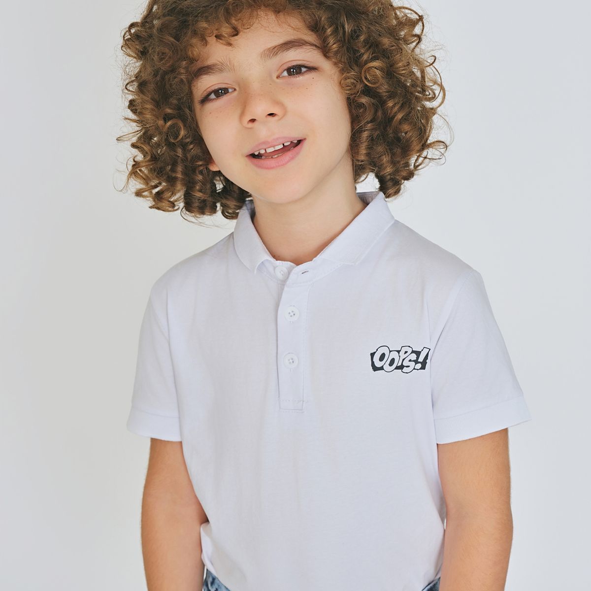 GENERICO - CAMISETA TIPO POLO NIÑO BLANCO