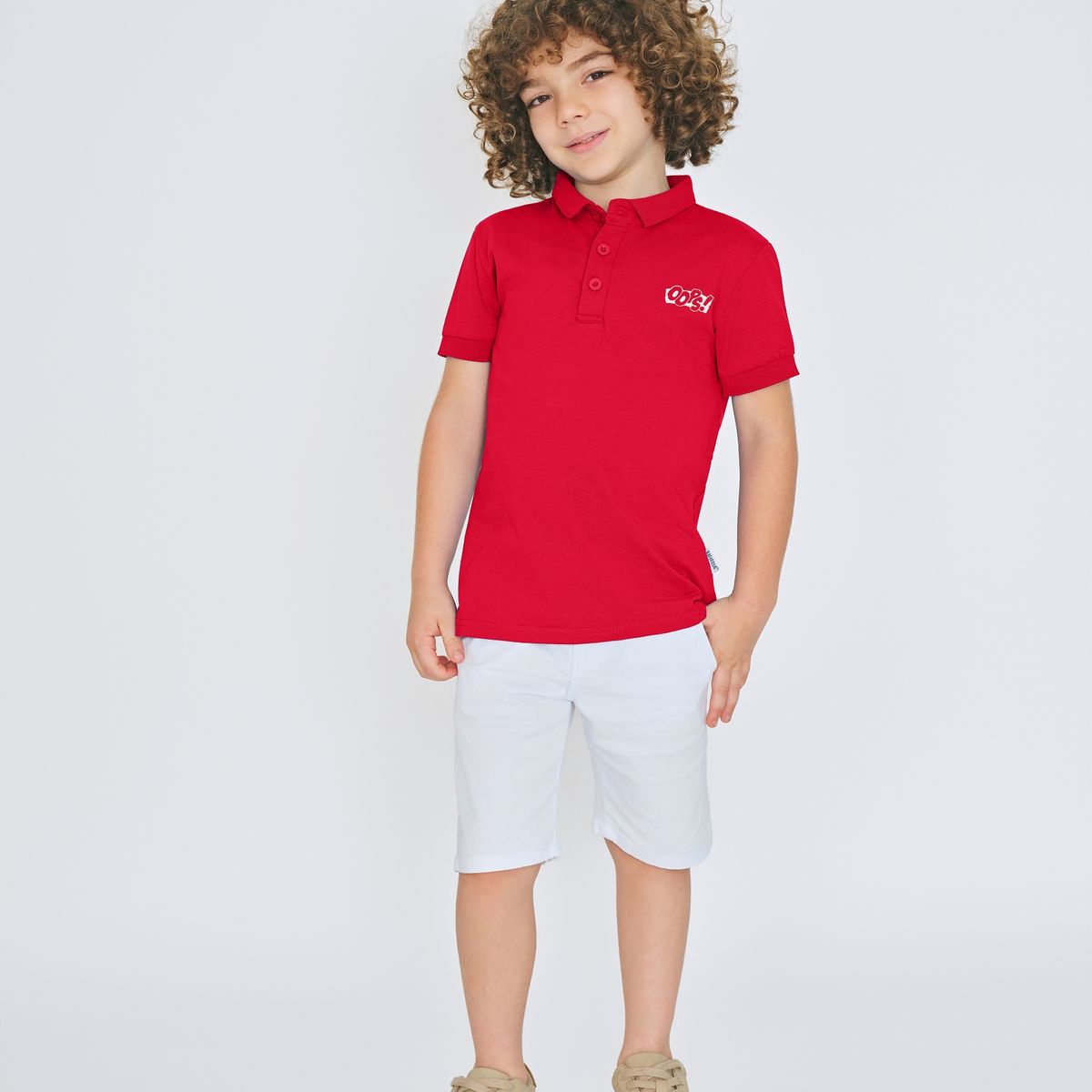 GENERICO - CAMISETA TIPO POLO NIÑO ROJO