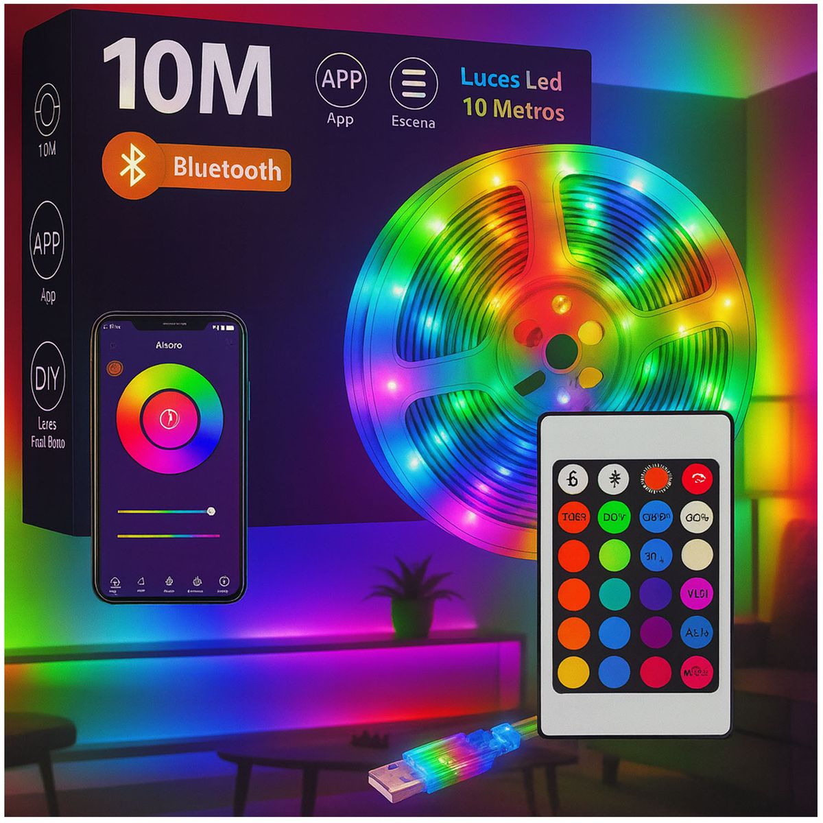 ONE PIXEL - Tira LED 10 Metros Ultra Flex Rgb Smart APP Bluetooth