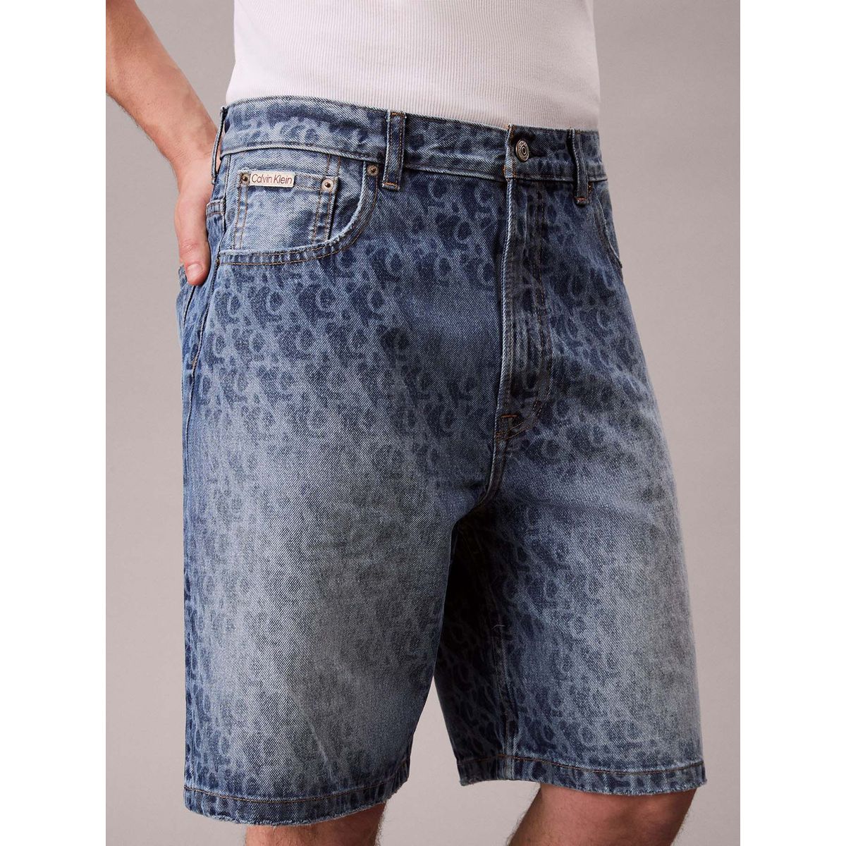 CALVIN KLEIN - Bermudas azul denim con logo monograma 90s Calvin Klein