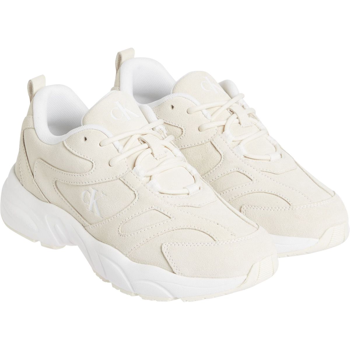 CALVIN KLEIN - Tenis blanco retro de gamuza Calvin Klein