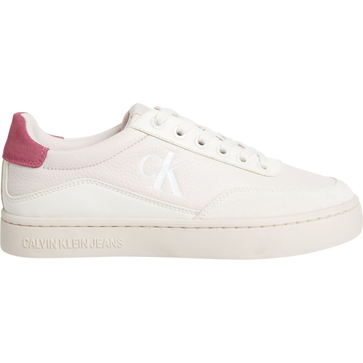 CALVIN KLEIN - Tenis beige clásicos de cuero con cordones y suela cupsole Calvin Klein