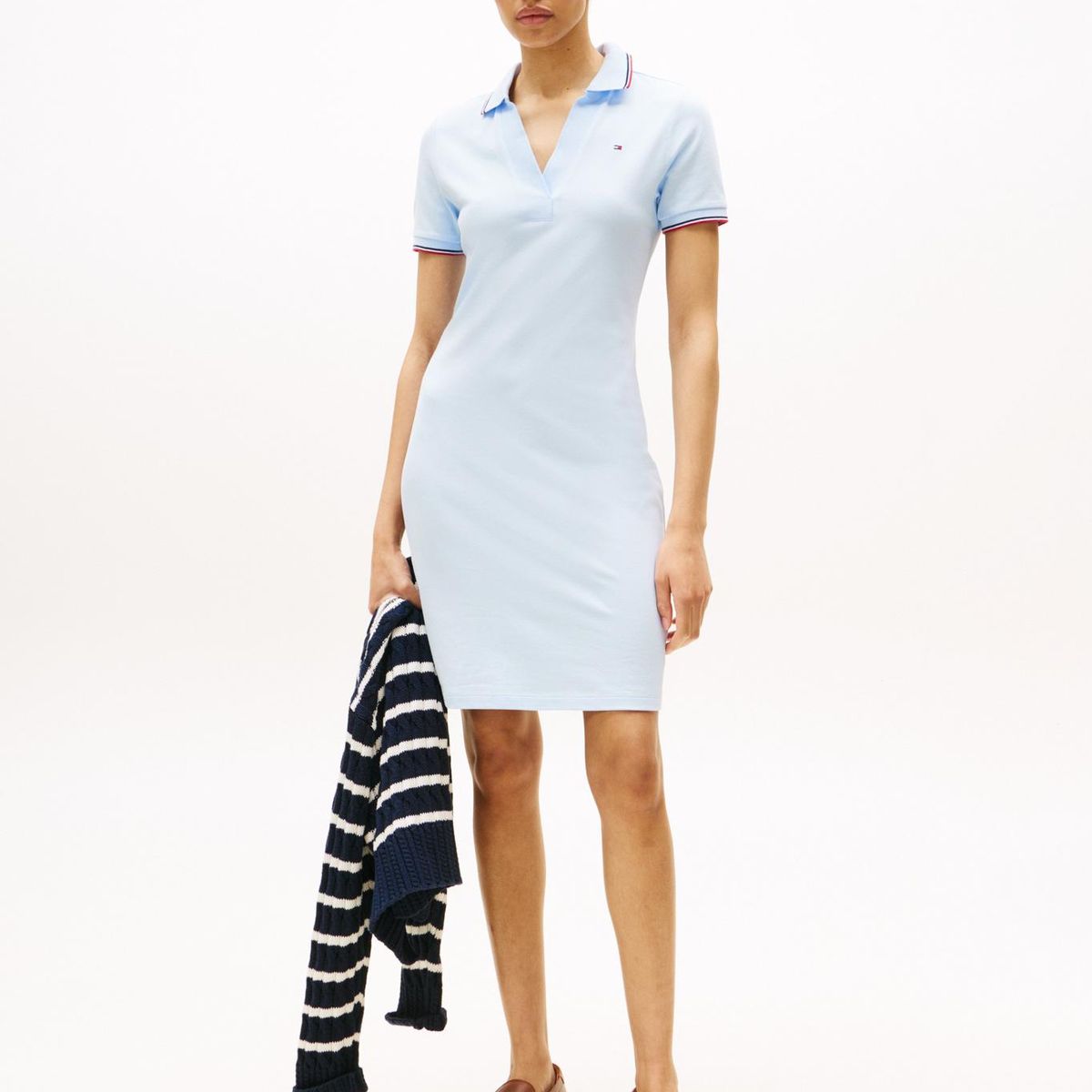 TOMMY HILFIGER - Vestido celeste tipo polo 1985 de corte slim Tommy Hilfiger