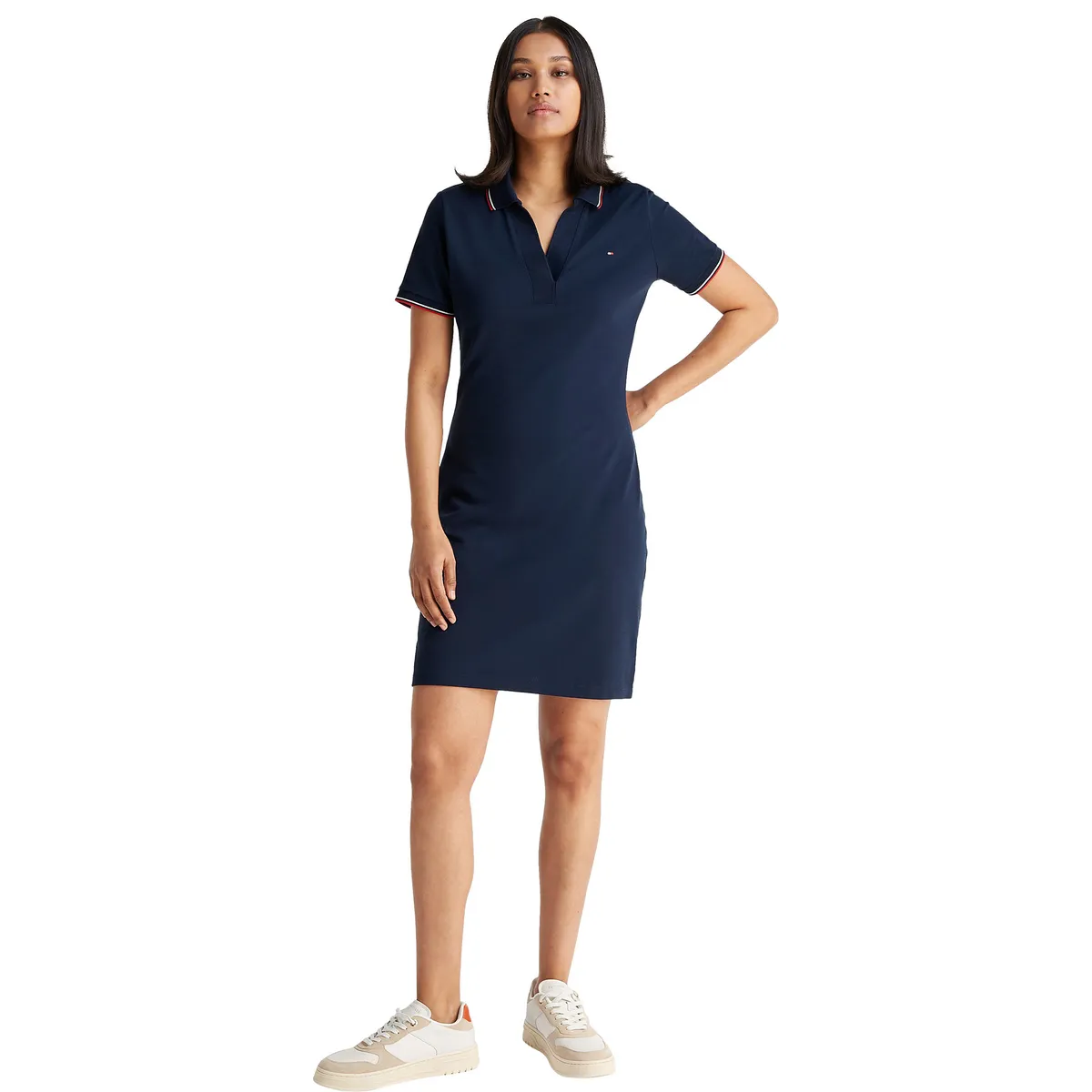 TOMMY HILFIGER - Vestido multicolor tipo polo manga corta con logo Tommy Hilfiger