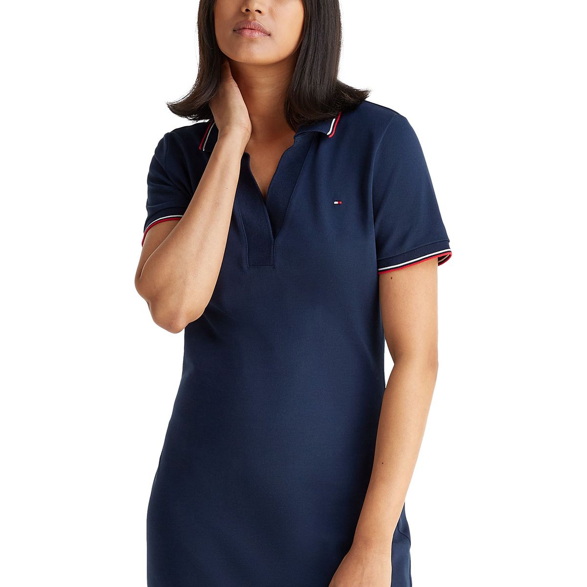 TOMMY HILFIGER - Vestido multicolor tipo polo manga corta con logo Tommy Hilfiger