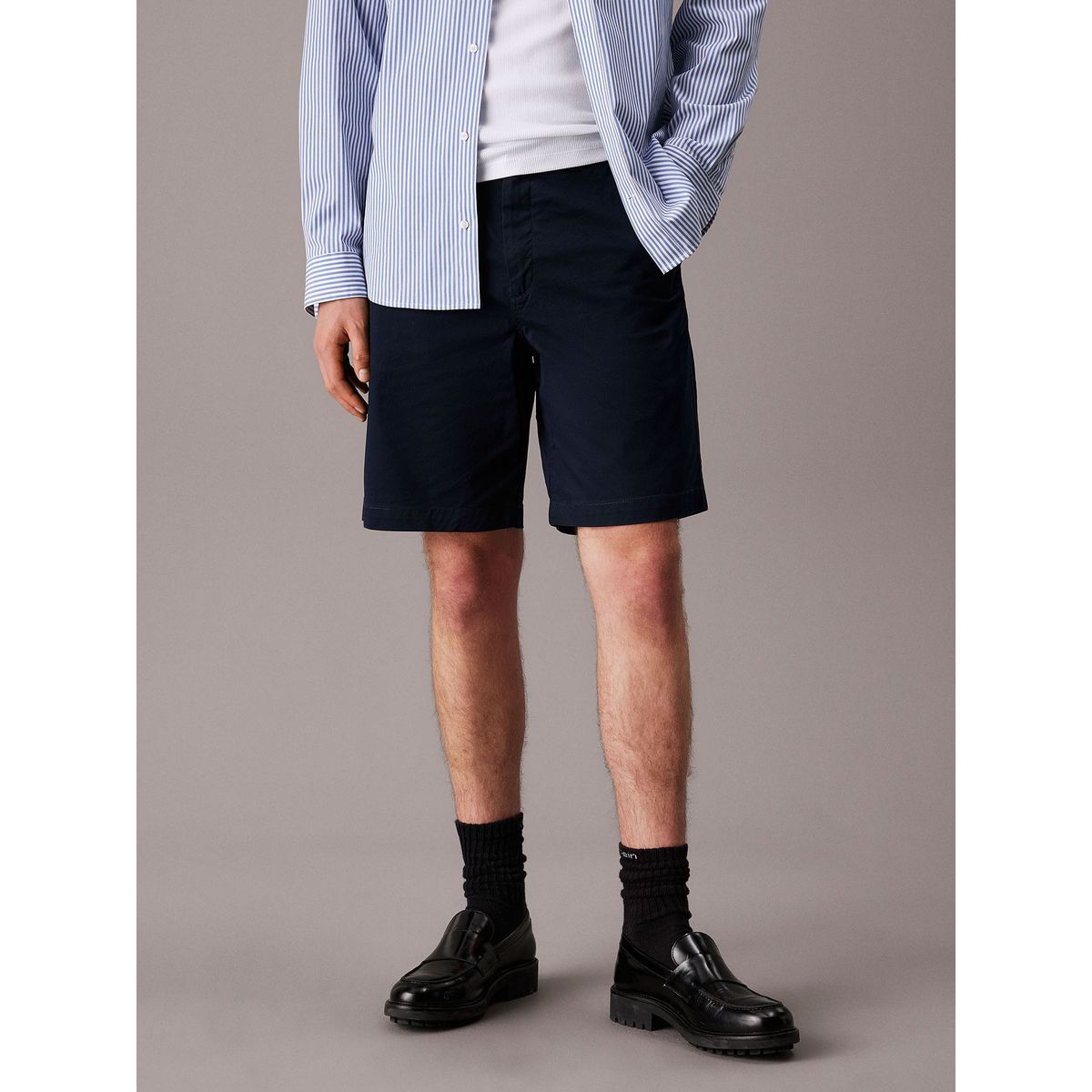 CALVIN KLEIN - Bermudas azul chinos de sarga suave Calvin Klein