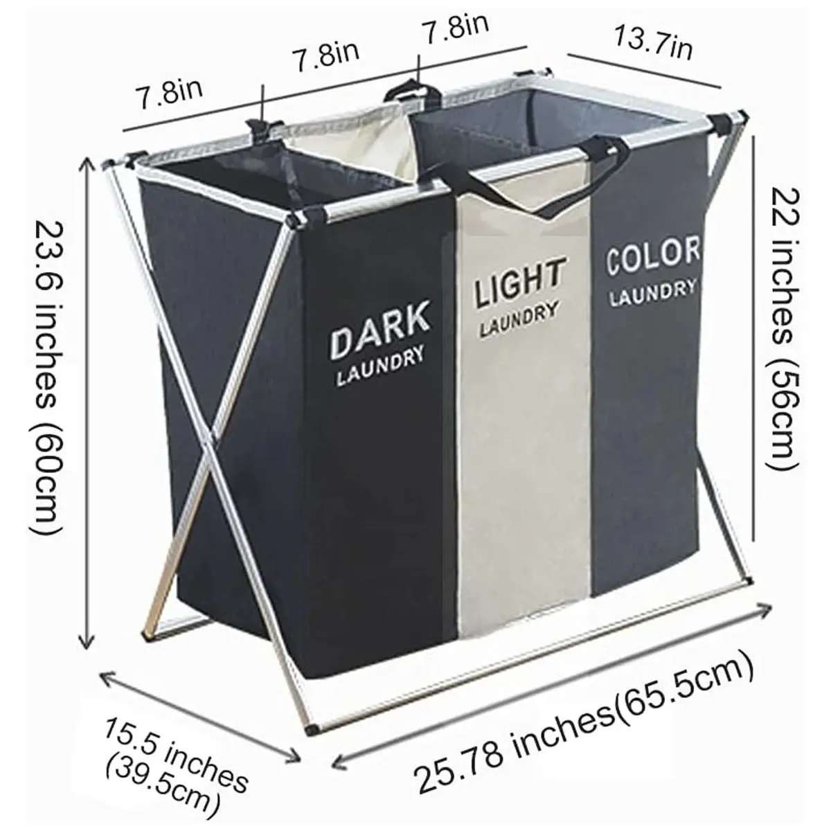 AMERICAN GENERICS - Cesto de Ropa Sucia con Tres Compartimentos Plegable