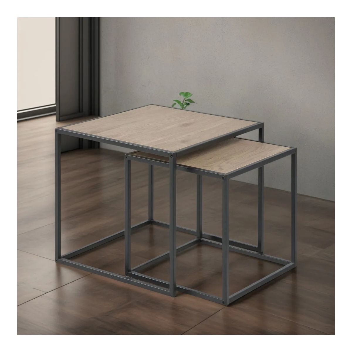 GENERICO - Set X2 Mesa Auxiliar Nido Cuadrada De Centro Refsierra